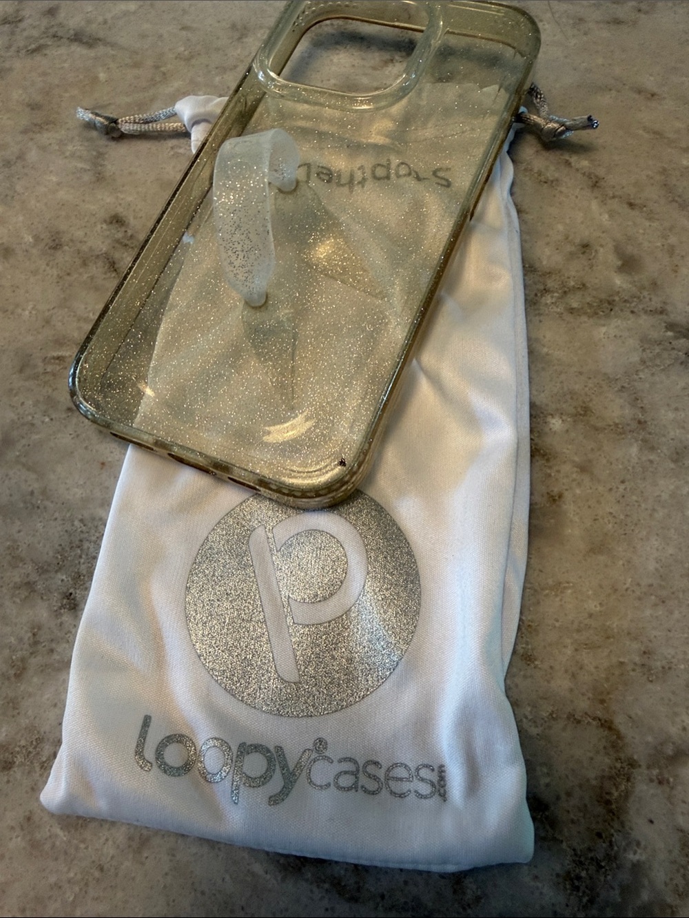 Loopy Clear Glitter Phone Case with Loop - Clear/Silver Glitter